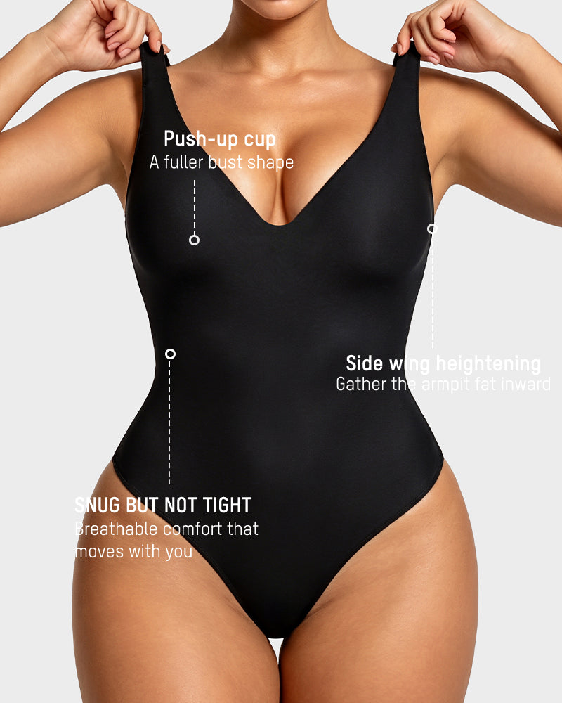 Deep-V Shaping Thong Bodysuit - FirmaSculpt