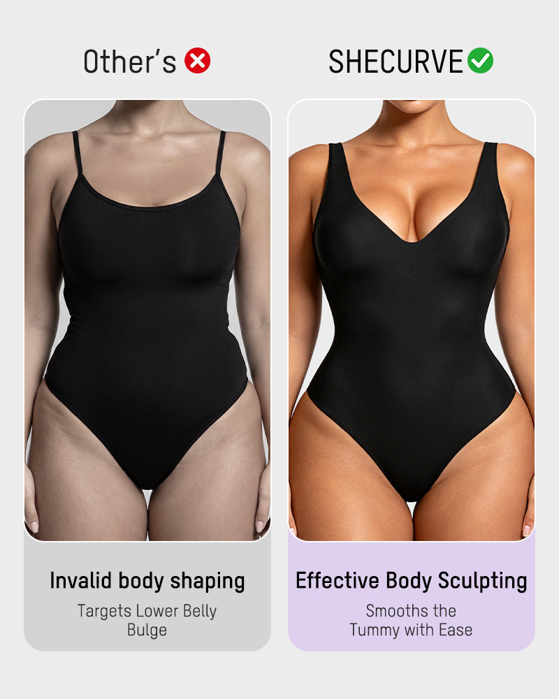 Deep-V Shaping Thong Bodysuit - FirmaSculpt