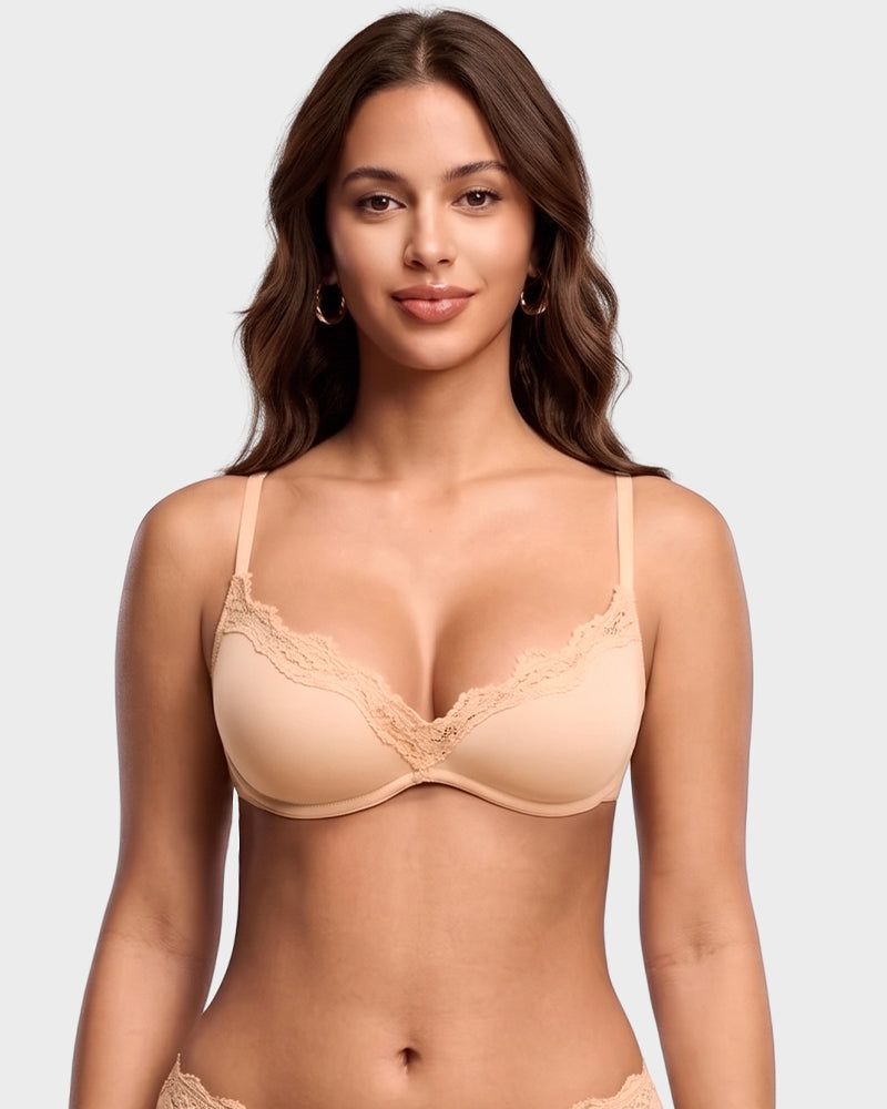 Deep V Lace Push-Up Bra - FirmaLift