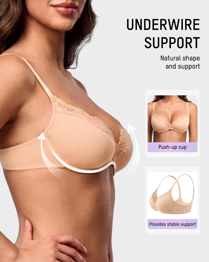 Deep V Lace Push-Up Bra - FirmaLift