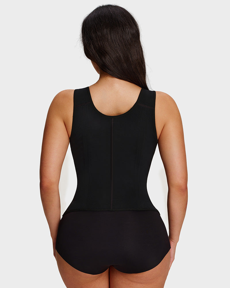 Double-Layer Tummy Control Waist Shaper with Built-In Bra - FirmaControl