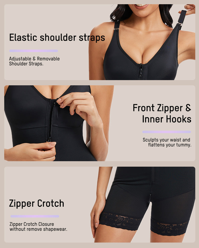 Double-Layer Tummy Control Waist Shaper with Built-In Bra - FirmaControl