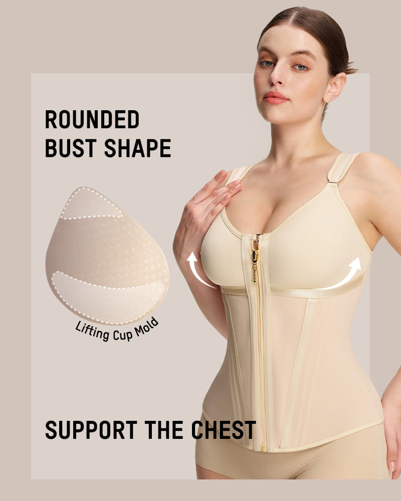 Double-Layer Tummy Control Waist Shaper with Built-In Bra - FirmaControl