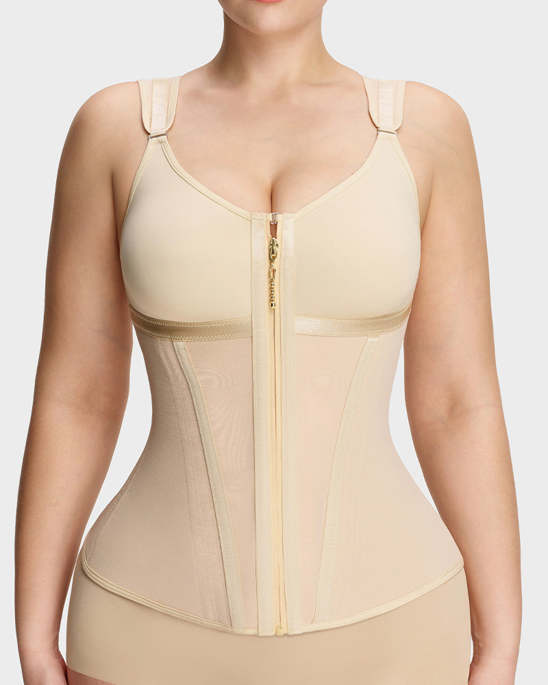 Double-Layer Tummy Control Waist Shaper with Built-In Bra - FirmaControl