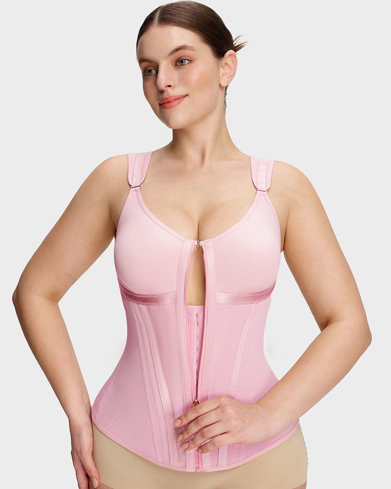 Double-Layer Tummy Control Waist Shaper with Built-In Bra - FirmaControl