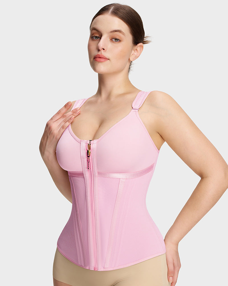 Double-Layer Tummy Control Waist Shaper with Built-In Bra - FirmaControl
