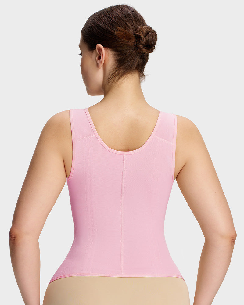 Double-Layer Tummy Control Waist Shaper with Built-In Bra - FirmaControl