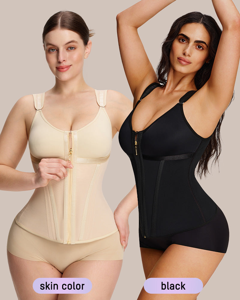 Double-Layer Tummy Control Waist Shaper with Built-In Bra - FirmaControl