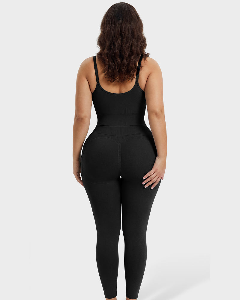 Deep-V Front-Zip Full Body Shaper - FirmaSculpt