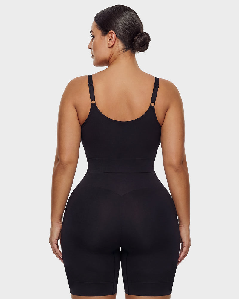 Front-Zip Mid-Thigh Shapewear Bodysuit - FirmaSculpt