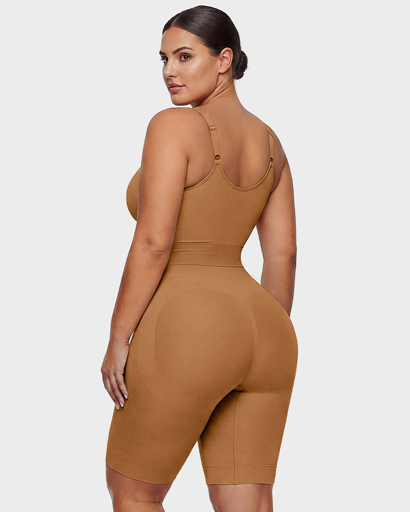 Front-Zip Mid-Thigh Shapewear Bodysuit - FirmaSculpt