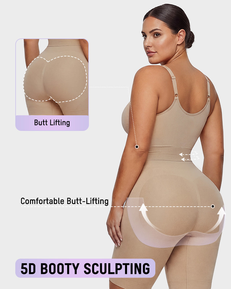 Front-Zip Mid-Thigh Shapewear Bodysuit - FirmaSculpt