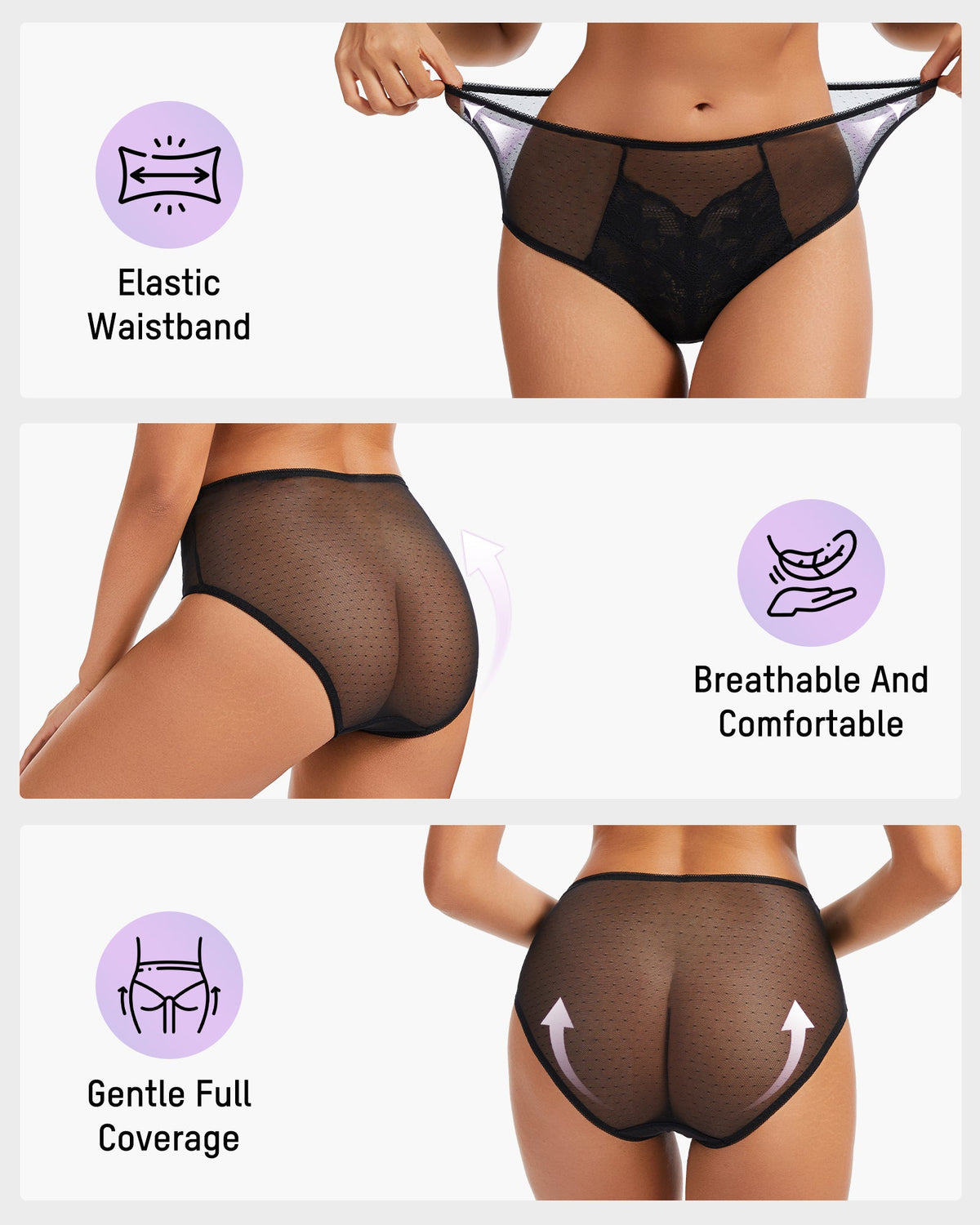 Floral Lace Brief Underwear 3-Pack - FirmaLace