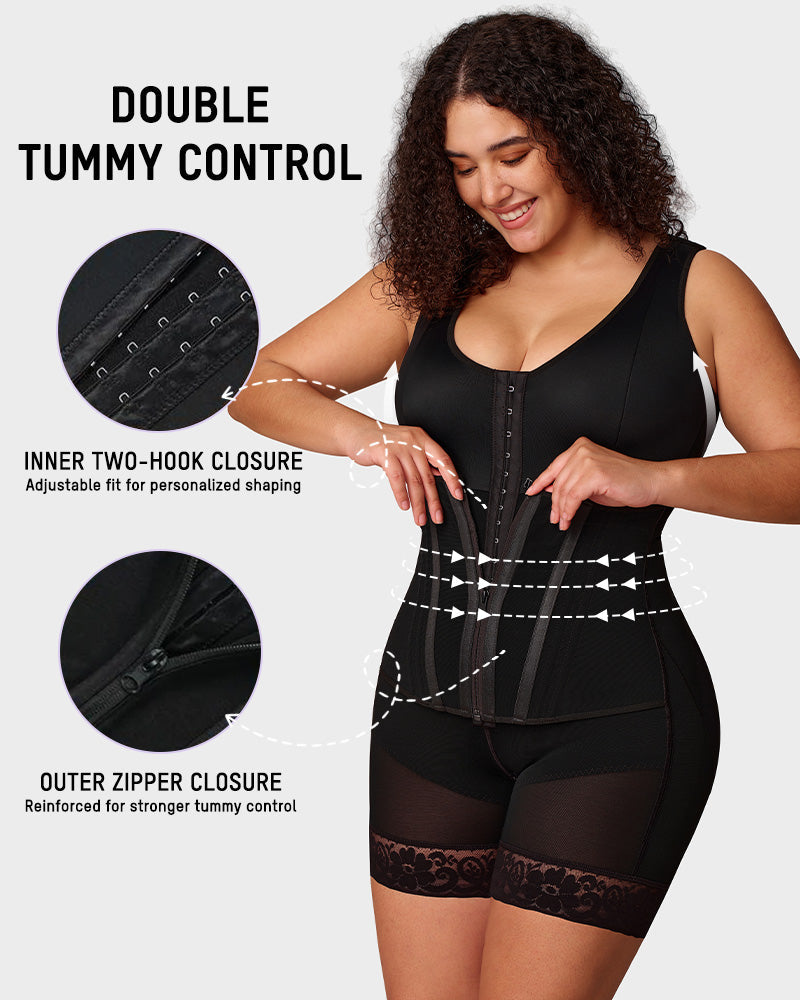 Double-Control Zip-Up Shaping Bodysuit - FirmaSculpt