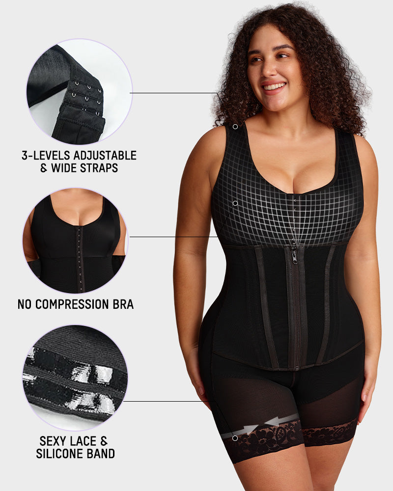 Double-Control Zip-Up Shaping Bodysuit - FirmaSculpt