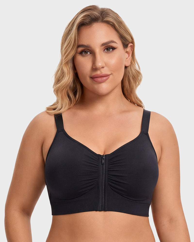 Front-Zip Wireless Support Bra - FirmaSoft
