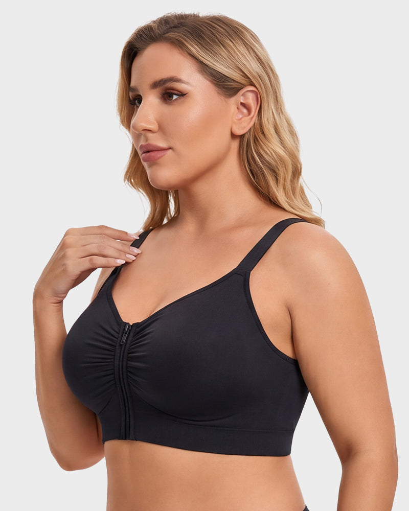 Front-Zip Wireless Support Bra - FirmaSoft