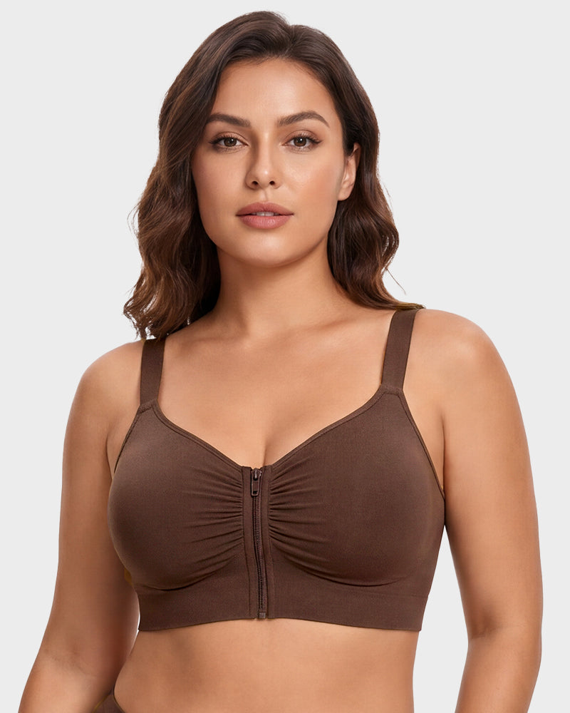 Front-Zip Wireless Support Bra - FirmaSoft