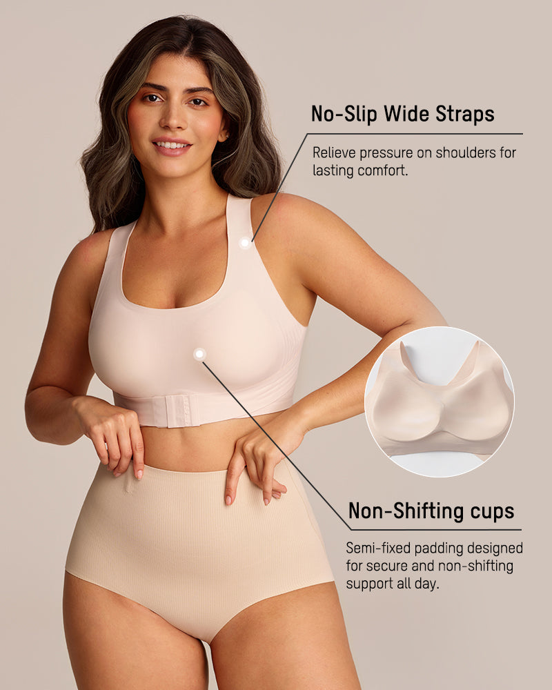 Front Closure Wireless Posture Bra with Cross Back - FirmaPosture