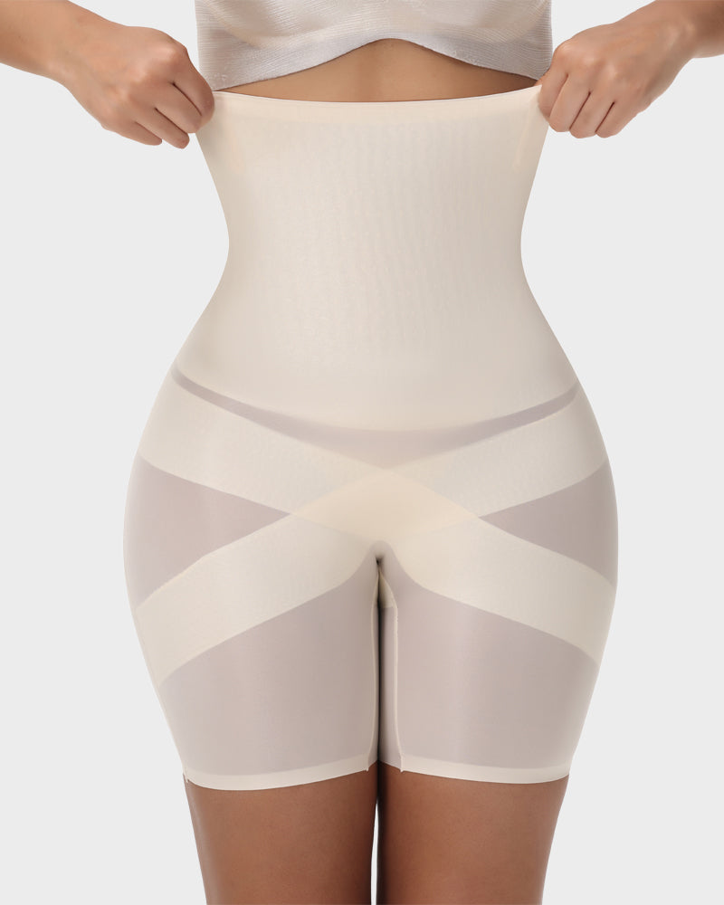 High-Waist Cross Compression Shaping Shorts - FirmaControl