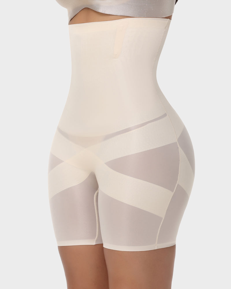 High-Waist Cross Compression Shaping Shorts - FirmaControl
