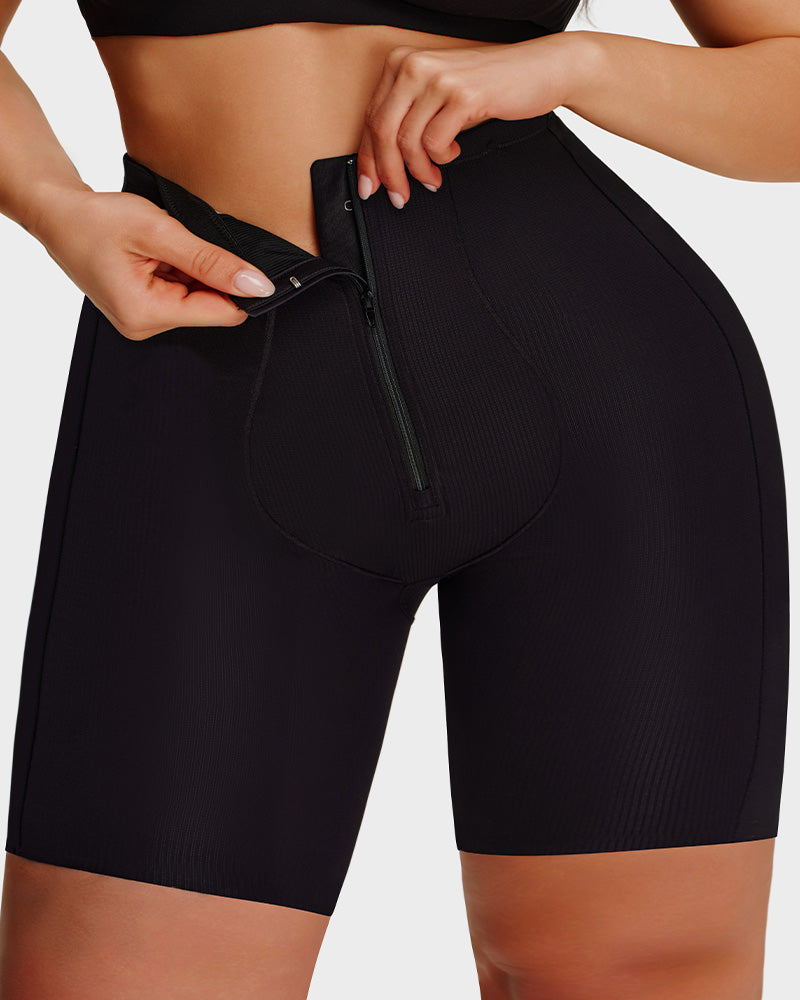 High-Waist Zip-Up Shaping Shorts - FirmaSmooth