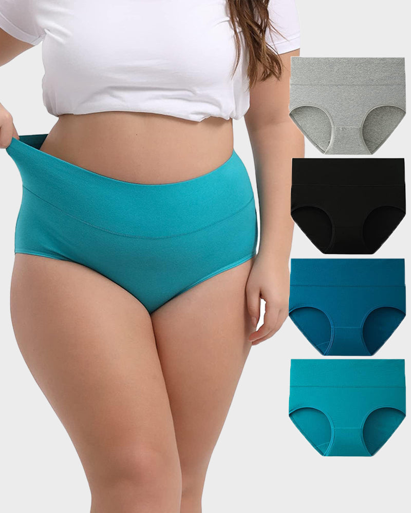 High-Waisted Full Coverage Cotton Briefs 4-Pack - FirmaSoft