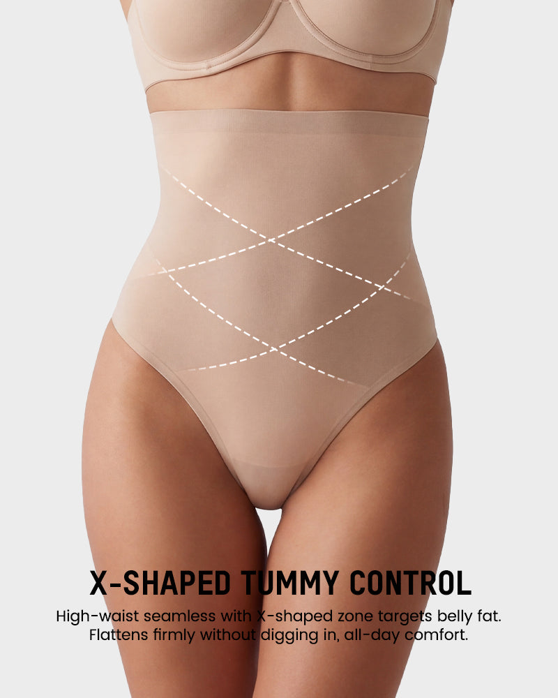 High Waist Mesh Tummy Control Thongs 3-Pack - FirmaControl