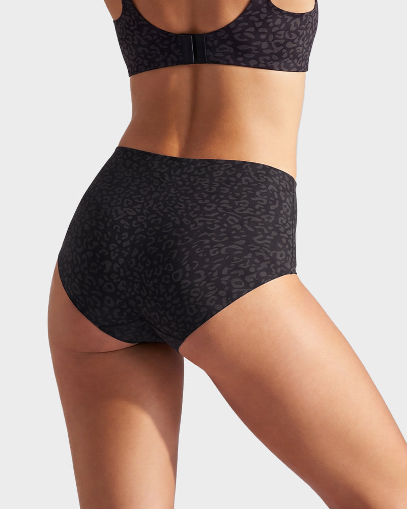 High-Waist Seamless Leopard Tummy Control Briefs 6-Pack - FirmaControl