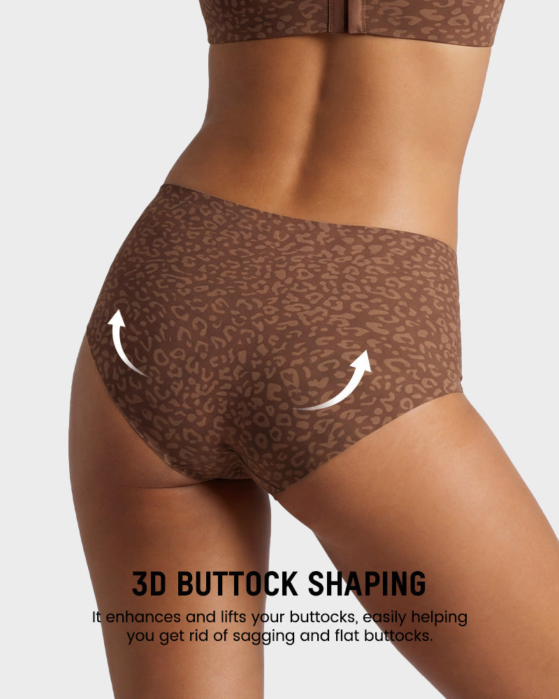 High-Waist Seamless Leopard Tummy Control Briefs 6-Pack - FirmaControl