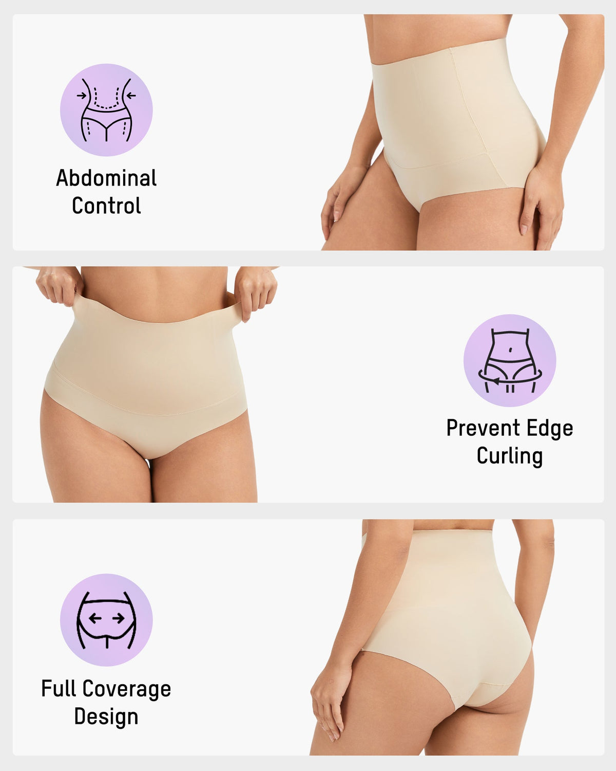 High-Waist Seamless Tummy Control Briefs 5-Pack - FirmaControl