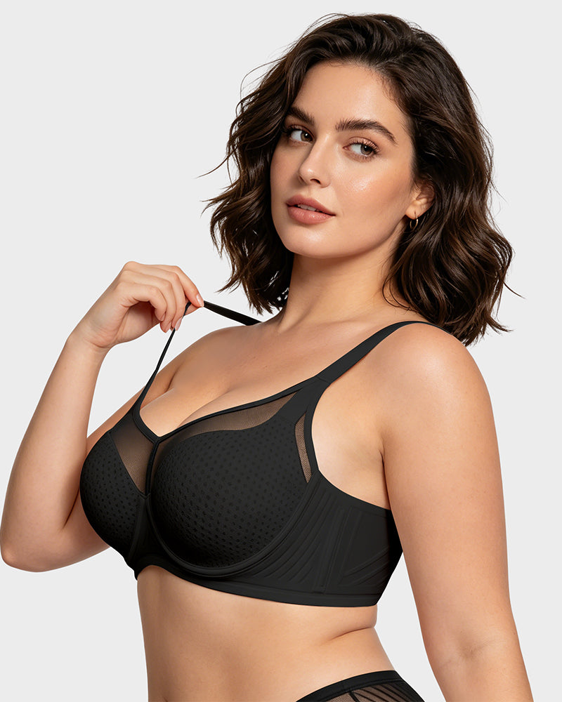 Honeycomb Mesh Underwire Minimizer Bra - FirmaBreeze