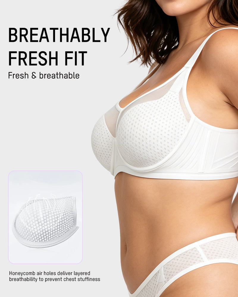 Honeycomb Mesh Underwire Minimizer Bra - FirmaBreeze