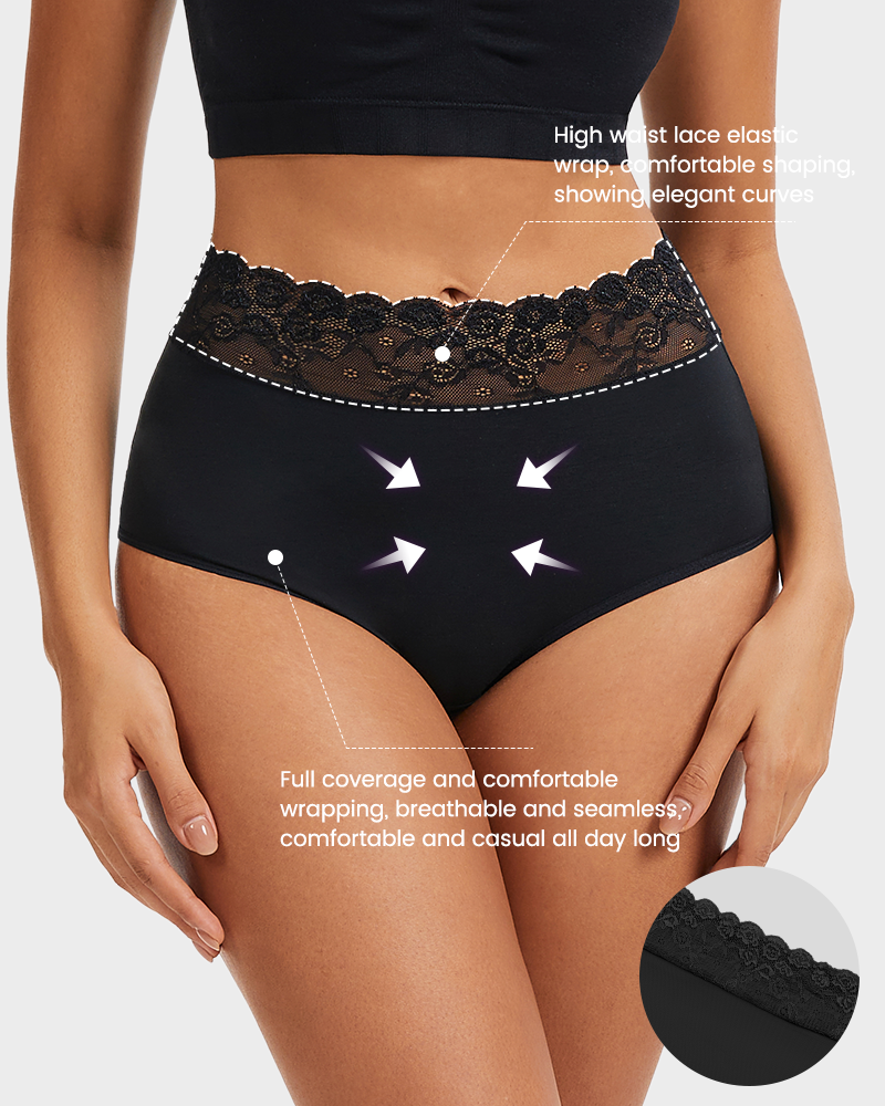 Lace Trim Cotton Hipster Knickers 5-Pack - FirmaLace