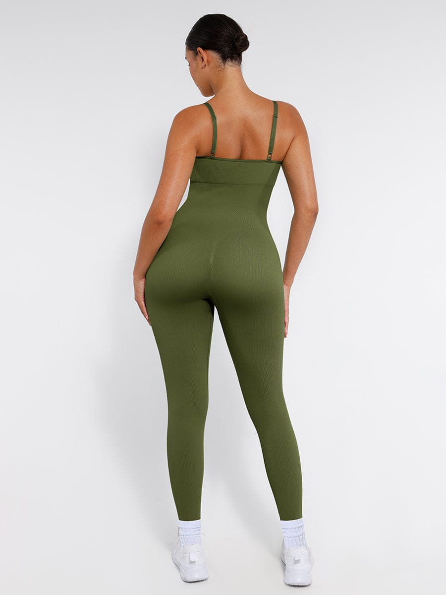 High Stretchy Seamless Tummy Control Shaping Jumpsuit with Removable Cup Pads - FirmaFlex