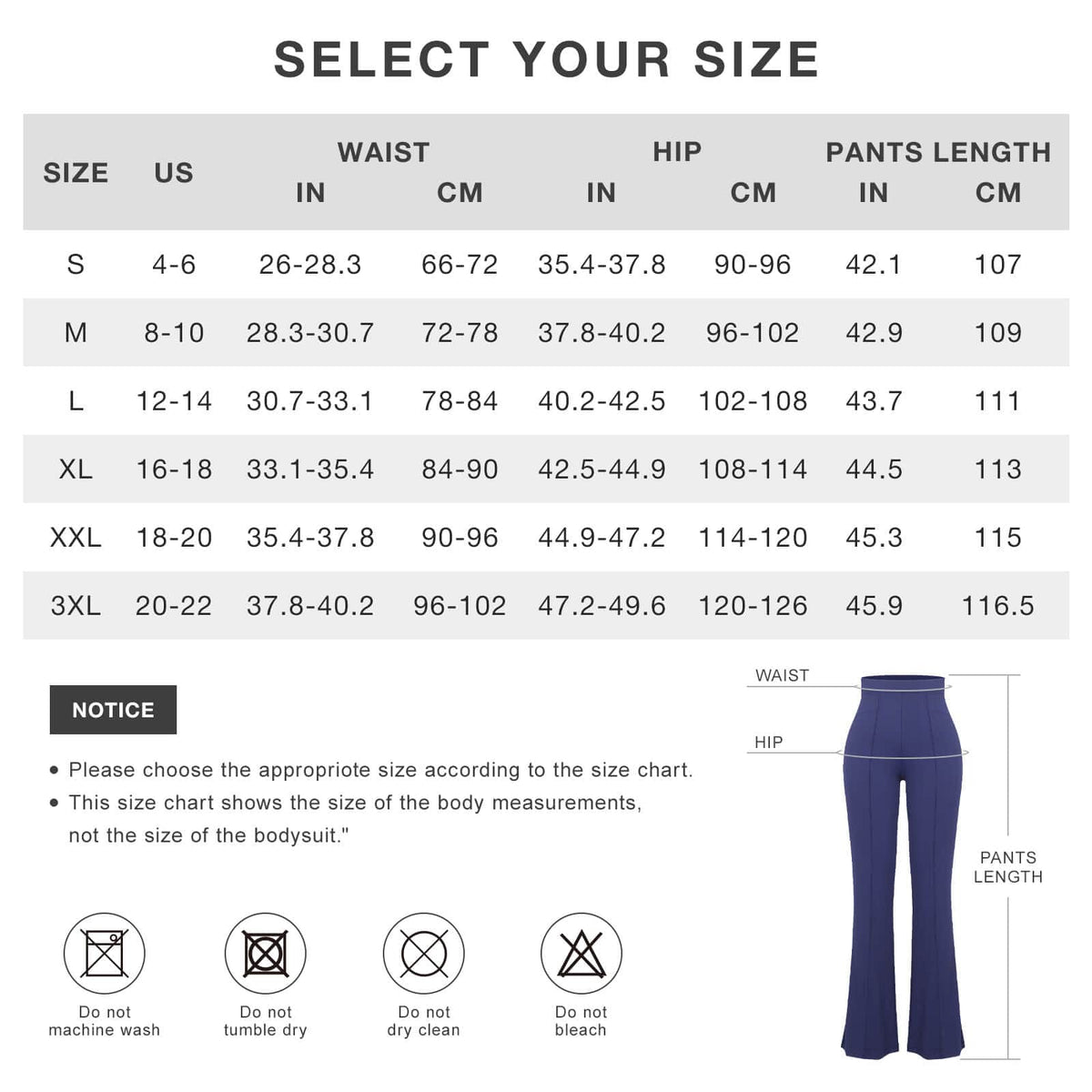 High Waist Tummy Control Flare Leggings FirmaActive size chart