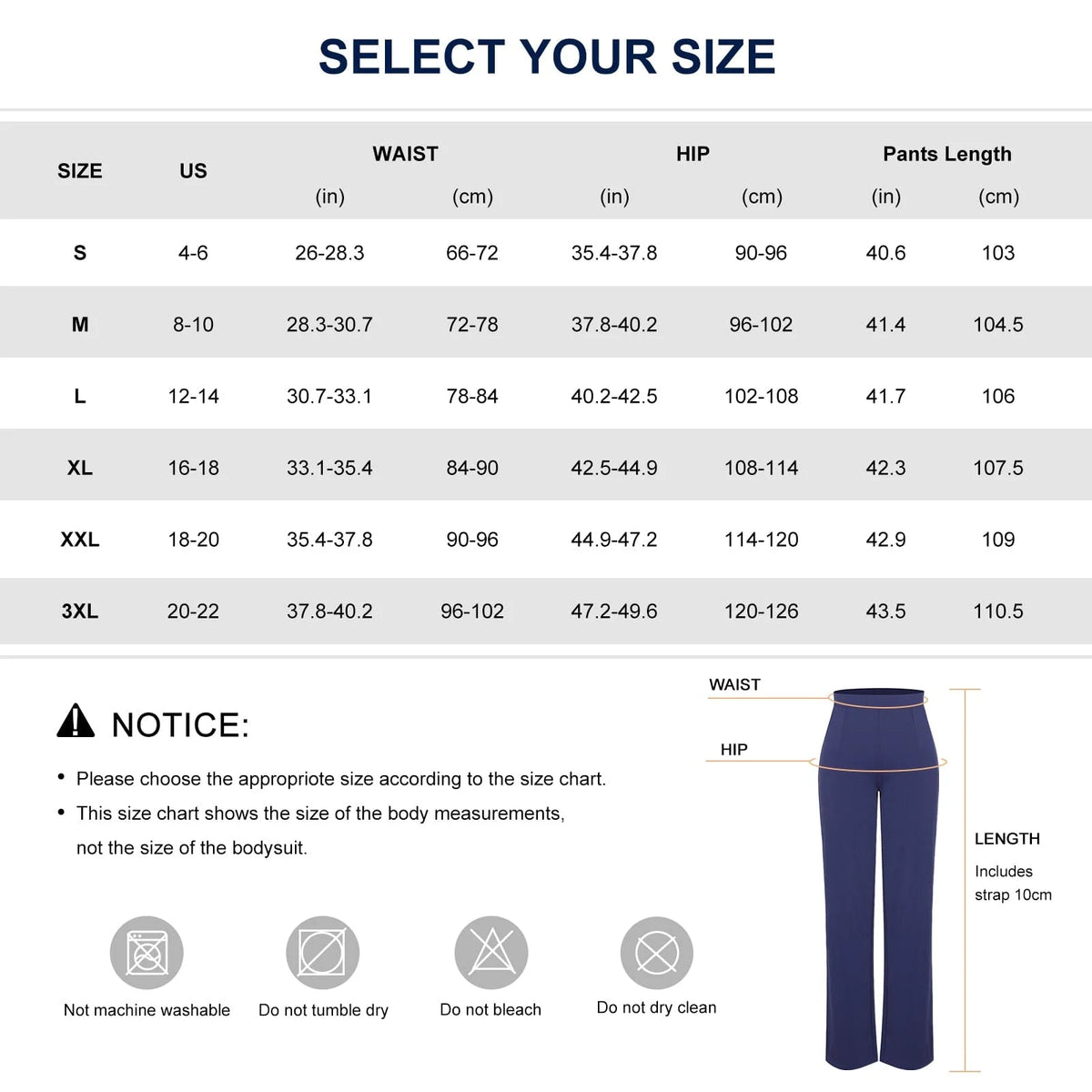 Waist Trainer Leggings with Built-in Shaping Shorts - FirmaSculpt size chart
