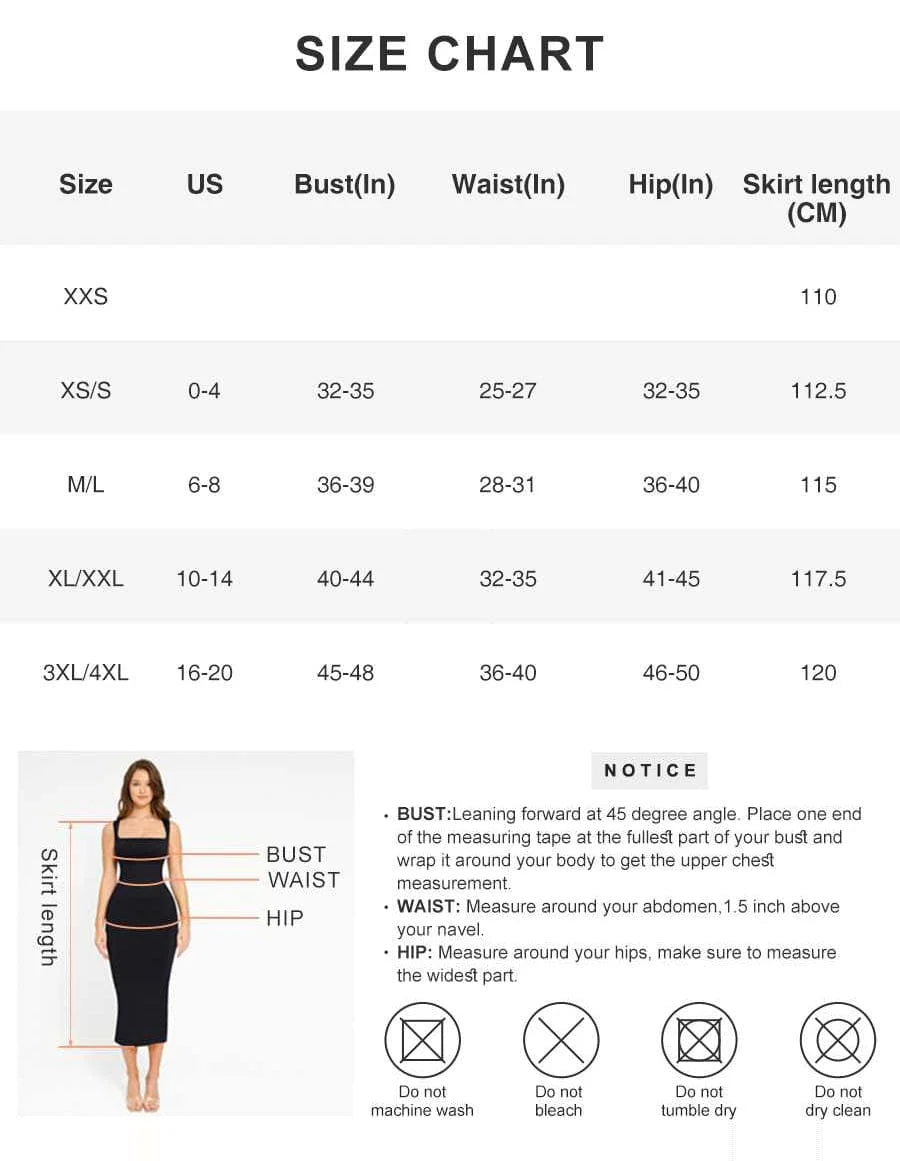 Spaghetti Strap Waist Control Suspender Skirt - FirmaSculpt size chart