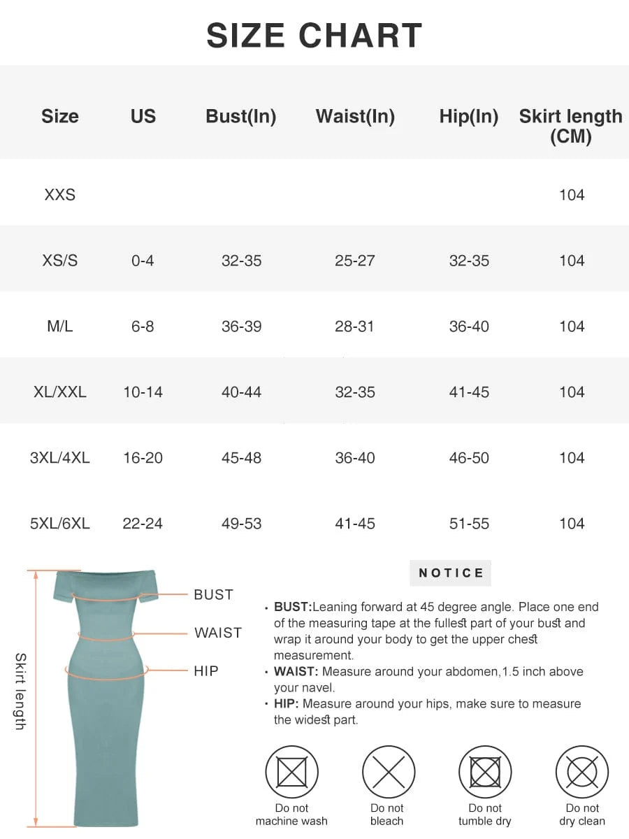One-Shoulder Seamless Shaping Dress - FirmaSculpt size chart