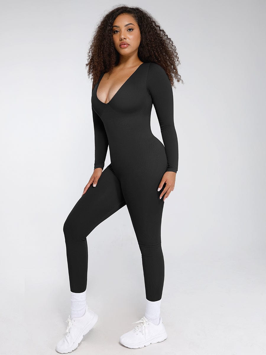 Deep-V Tummy Control Shaping Catsuit - FirmaSculpt