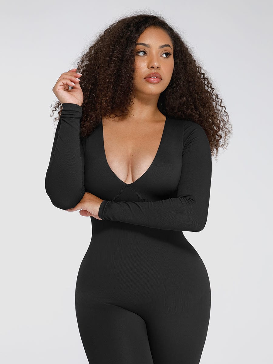Deep-V Tummy Control Shaping Catsuit - FirmaSculpt