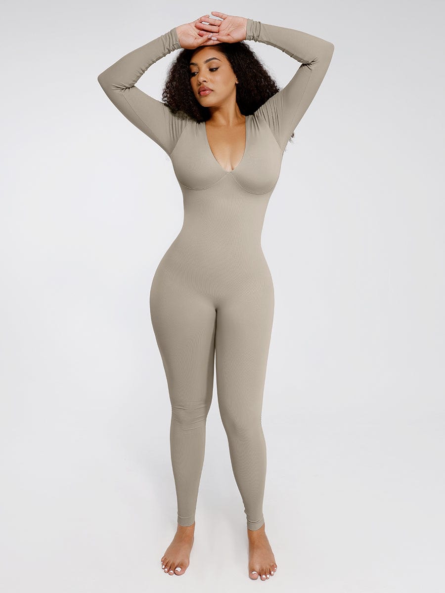 Deep-V Tummy Control Shaping Catsuit - FirmaSculpt