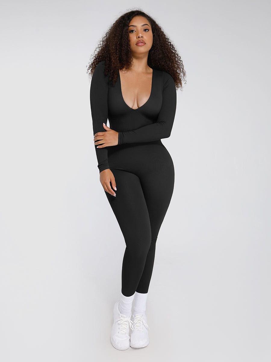 Deep-V Tummy Control Shaping Catsuit - FirmaSculpt