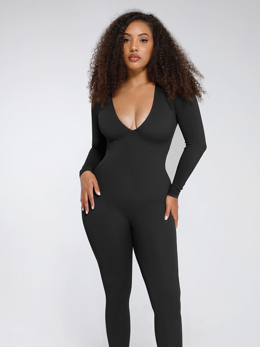 Deep-V Tummy Control Shaping Catsuit - FirmaSculpt