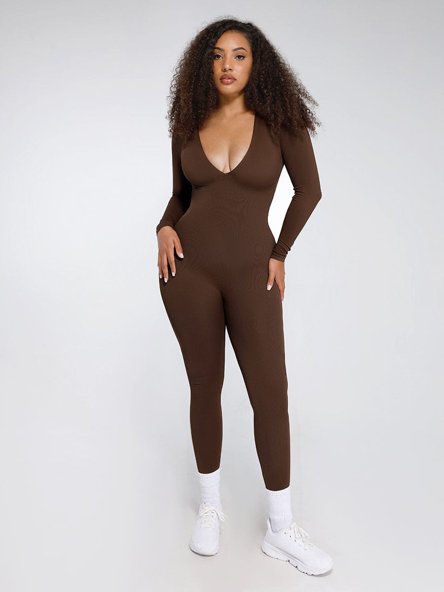 Deep-V Tummy Control Shaping Catsuit - FirmaSculpt