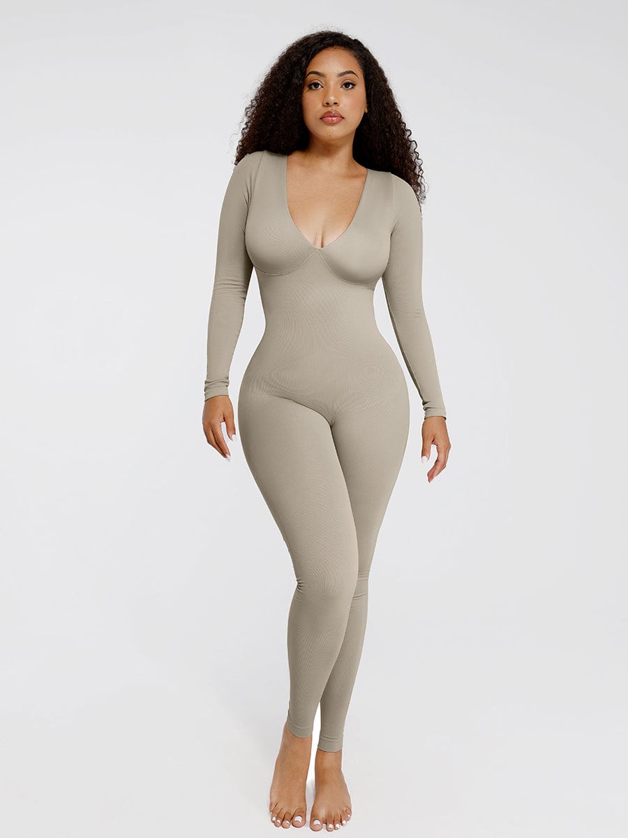 Deep-V Tummy Control Shaping Catsuit - FirmaSculpt