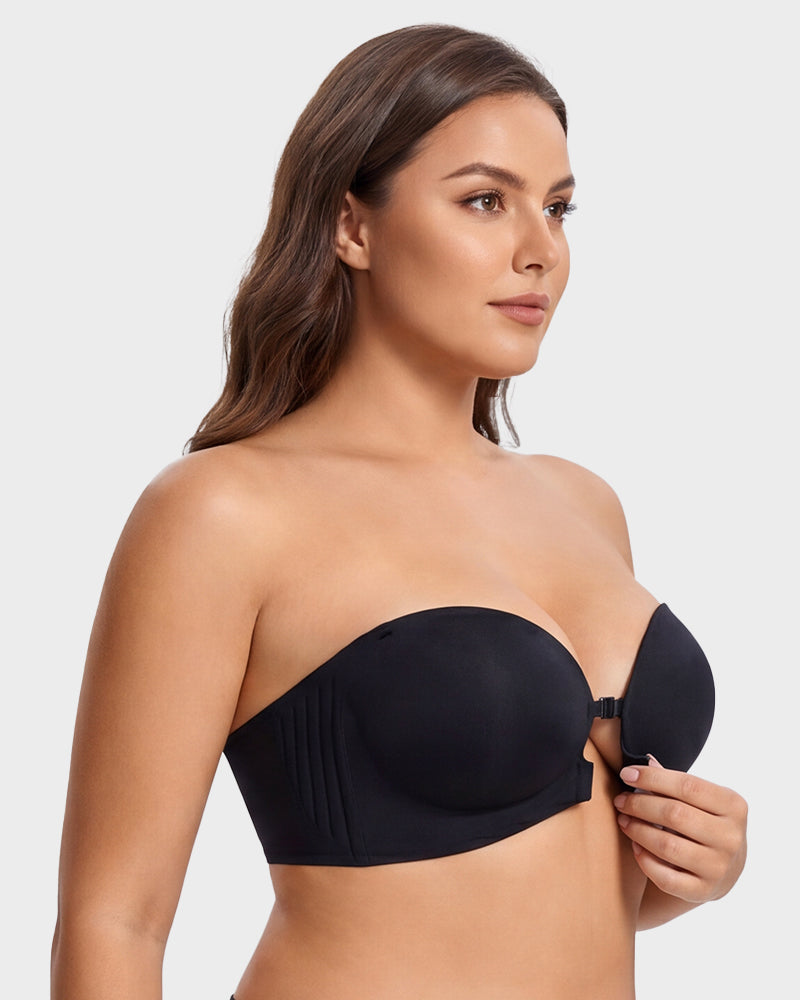 No-Slip Front Closure Strapless Push-Up Bra - FirmStay