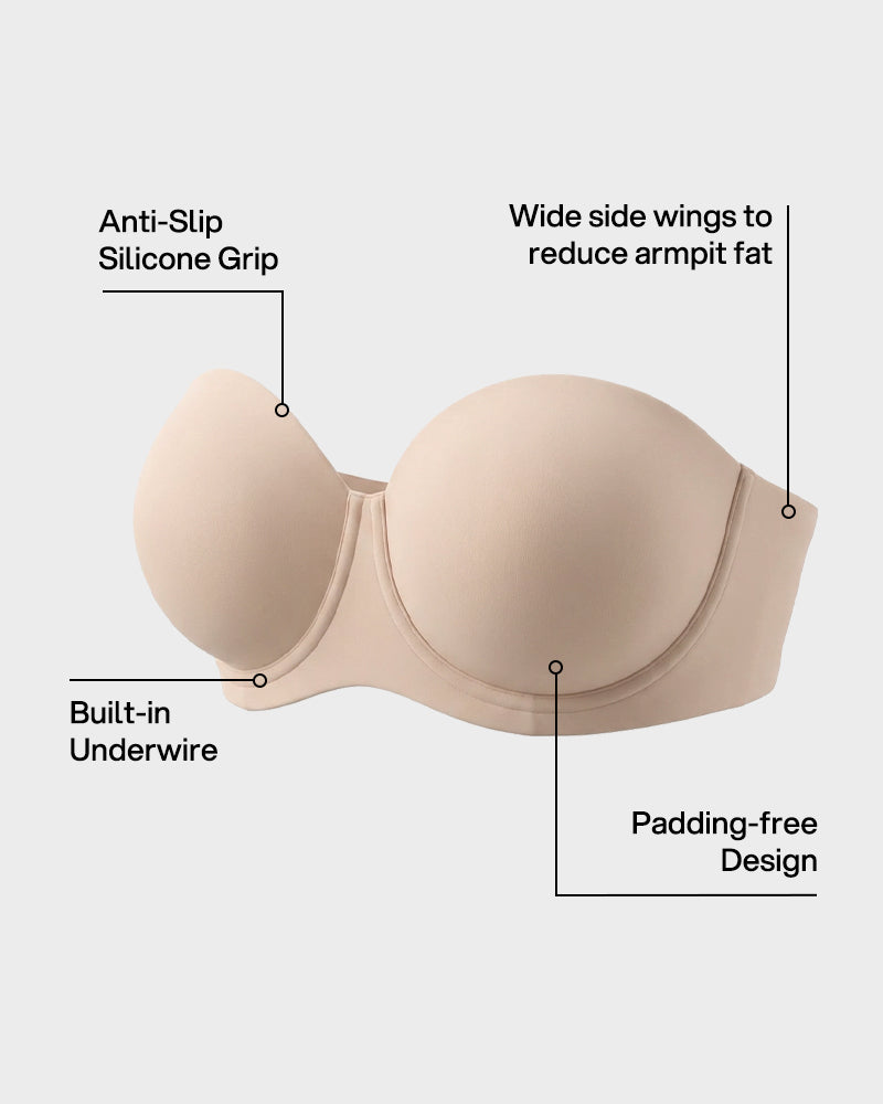 No-Slip Strapless Full Support Bra - FirmHold