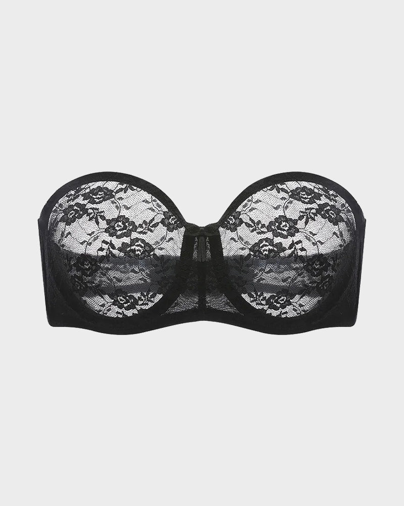 No-Slip Strapless Lace Push-Up Bra - FirmaHold