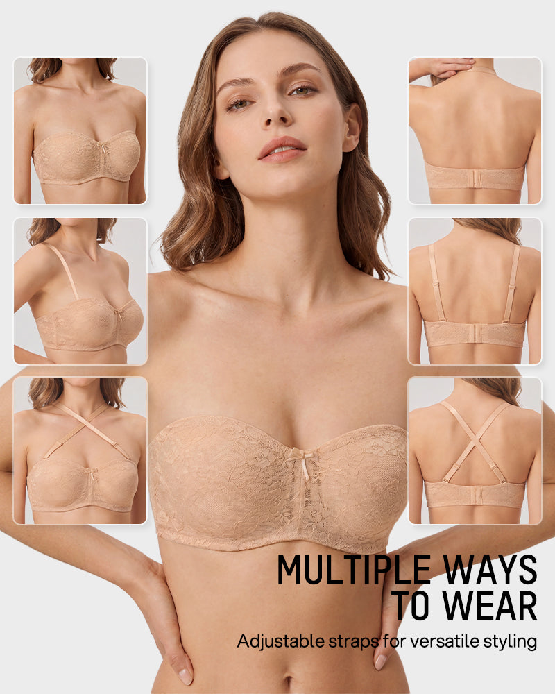 No-Slip Strapless Lace Push-Up Bra - FirmaHold